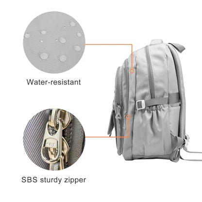 Phaoullzon Teen Girls School Backpack with Lunch Box for Boys, College Aesthetic Laptop Bookbag for Women,Grey - color: Grey