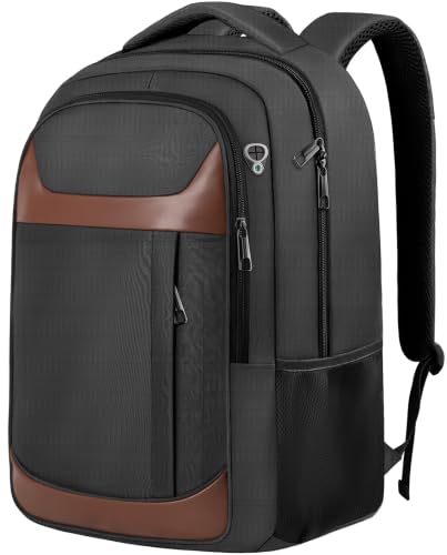 Travel Laptop Backpack 17 Inch, Travel Backpack for Men Women with LifetimeWarranty, Airline Approved Big Large Business Work College Computer Backpack, Black Brown - color: Black Brown, size: 17.3 Inch(40L)