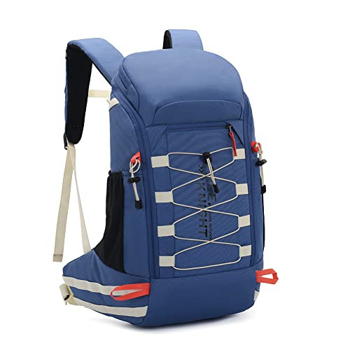 Bseash 40L Waterproof Hiking Camping Backpack with Rain Cover, Outdoor Sport Travel Daypack Rucksack for Skiing Cycling (Blue) - color: Blue