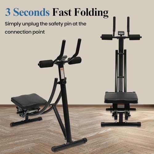 Ab Machine Abdominal Workout Machine Home Gym Exercise Machine with LCD Display, Slope Adjustment Fitness Equipment Silent Roller Core Strength Trainers for Abdomen Arms Back Legs Exercise