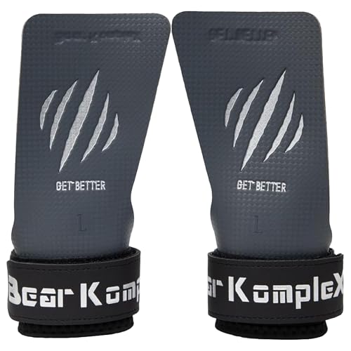 Bear KompleX No Hole Hand Grips - Non-Slip Fingerless Gymnastics Grips for Weight Lifting, Pull-ups & Cross Training | Lightweight, Padded Wrists & Foldable Grip. - size: Large