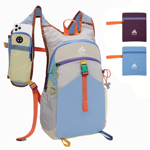 Small Hiking Backpack Travel Daypack 15L Colorful Lightweight Packable Foldable Casual Backpack for Women Men - color: Light Blue