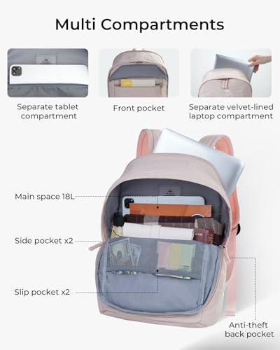 Travel Backpack for Women, Water Resistant 15.6 Inch Laptop Backpack, Lightweight School Bag, Casual Daypack for Commute, College, Travel & Daily Use (Pink) - color: Pink