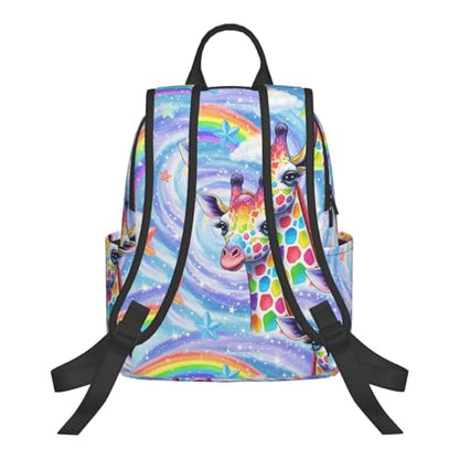 Laptop Backpack Giraffe Rainbow, Cushioned Back Panel, Front Zip, for Daily Commute & Outdoors - color: Picture (1189)