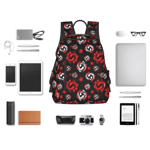 Expandable Outdoor Daypack Canada Maple Leaf Fish Tai Chi Yin Yang, Flexible Capacity Hiking Rucksack for Wilderness Travel Field Activities Men Women - color: Picture (1185)