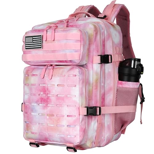 Military Tactical Backpack 45L/25L 3 Day Assault Pack Molle Daypack Hiking Backpack for Men and Women (Pink StarrySky, 45L) - color: Pink Starrysky, size: 45L