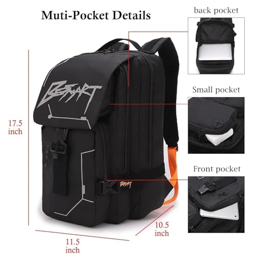 BESMART Hiking Outdoor Travel Backpack with Design, Water-Resistant Laptop Daypack Book Bag with Multi-Layer for Men & Woman (Black) - color: Black