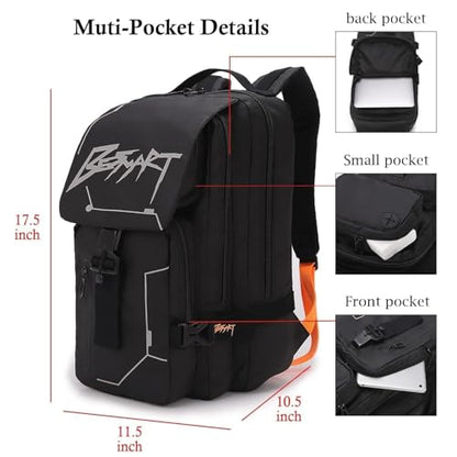 BESMART Hiking Outdoor Travel Backpack with Design, Water-Resistant Laptop Daypack Book Bag with Multi-Layer for Men & Woman (Black) - color: Black