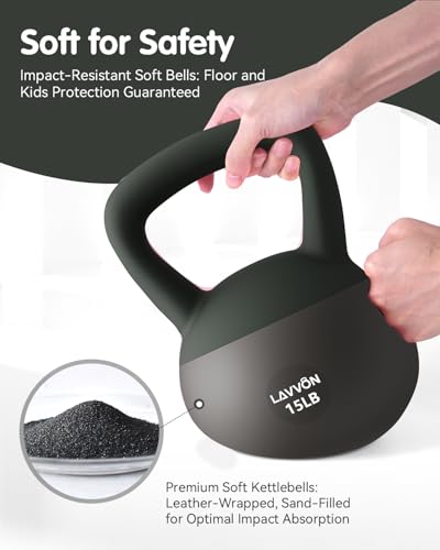 Soft Kettlebell - Cushioned Impact-Resistant Base and Anti-Slip, Kettle bell Anti-Slip Grip Weight for Home Workouts, Safe Strength Training Kettlebells Sets for Women & Men, With Non-slip Gloves - color: Black-Green