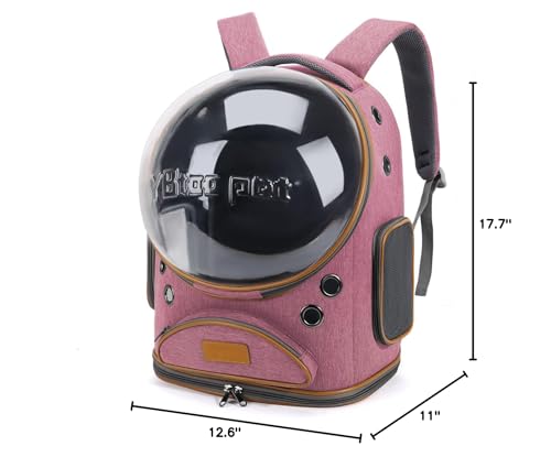 Cat Backpack Carrier, Breathable Cat Carrier Large Space Bubble Pet Backpack for Small Dog and Large cat up to 18lbs, Transparent & Foldable Pet Carrier for Travel Hiking (Pink) - color: pink