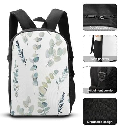 Travel Laptop Backpack Slim Durable Lightweight Back Pack Cute Eucalyptus Leaves Small Backpack For Women Men - color: Eucalyptus Leaves