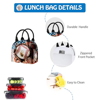 3PCS Backpack for Girls Boys,Teens Flag Baseball Back to School Backpack with Lunch Box Pencil Case, 17 Inch Lightweight Students Backpack 3 in 1 Set for Elementary Middle High School - color: American Flag Baseball