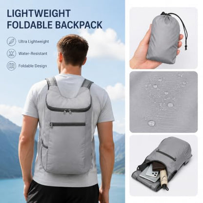 Foldable Waterproof Travel Backpack, Lightweight Small Hiking Backpacks - color: Grey 03