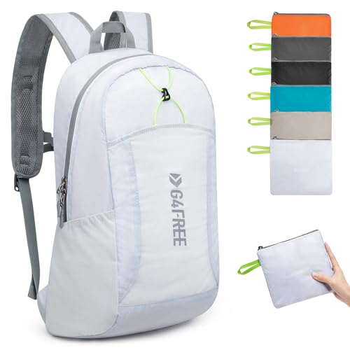 G4Free 24L Lightweight Packable Hiking Backpack Sport Travel Daypack Water Resistant for Women Men - color: White