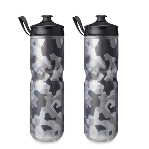 HydraPak | Polar Bottle - Polar Sport Insulated Water Bottle 2-Pack - BPA-Free, Sport & Bike Squeeze Bottle with Handle (Contender Black, 700ml / 24oz) - color: Contender Black, style: 24oz/700ml (2-Pack)