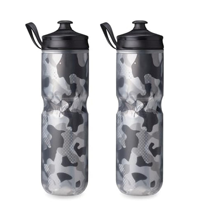 HydraPak | Polar Bottle - Polar Sport Insulated Water Bottle 2-Pack - BPA-Free, Sport & Bike Squeeze Bottle with Handle (Contender Black, 700ml / 24oz) - color: Contender Black, style: 24oz/700ml (2-Pack)