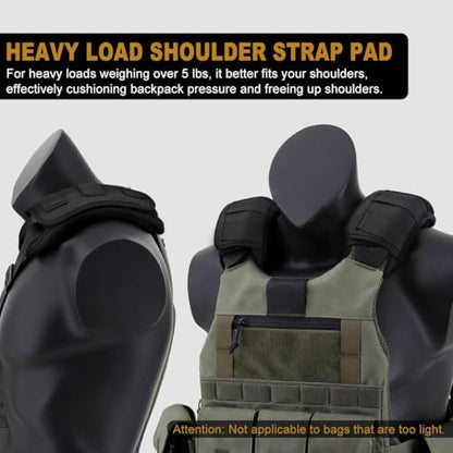 ZINMARK 2Pcs Tactical Shoulder Pad, Ultra-Thick Comfort Cushion for Vest Straps, Backpacks, Breathable & Shock-Absorbing,Black - color: Black