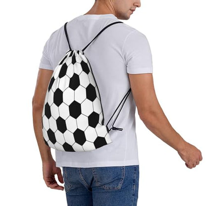 Soccer Football Ball Drawstring Bag Sport Gym Backpack Beach Travel Sack Draw String Yoga Bag For Men Women - color: Soccer Football Ball