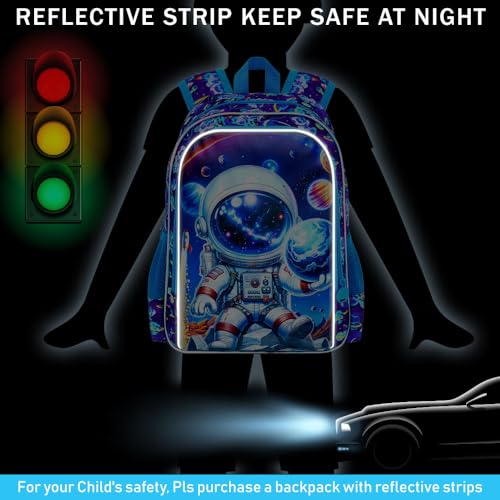 3Pcs Space Backpack for Boys, 16" Astronauts Bookbag with Lunch Box, Kids School Backpacks Set for Elementary Preschool Kindergarten (Blue) - color: Astronaut Blue 01