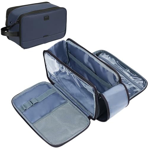ZEEMO Travel Toiletry Bag for Men, Large Water-Resistant Double-Sided Full-Open Dopp Kit, Versatile Organizer for Shower and Hygiene Accessories, Bathroom Essentials, Cosmetics, Blue - color: Blue, size: Large