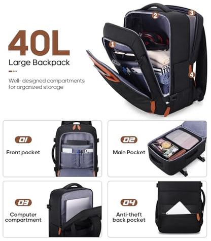 UKEIN Luggage Sets 3 Piece, Carry On Luggage 20In With Spinner Wheels,PC Hardside Suitcase Set with TSA Lock,Durable Carry On Suitcase With Travel Backpack for Men (Black, 3 piece set (20inch)) - color: Black, size: 3 piece set (20inch)