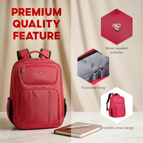 SAKOS Turbo 15.6 inch Laptop Backpack, Professional Travel Backpack Carry on Flight - TSA Approved, Water Repellent Luggage Backpack for Men & Women, College Backpack with Laptop Compartment - Red - color: 4. Turbo - Red