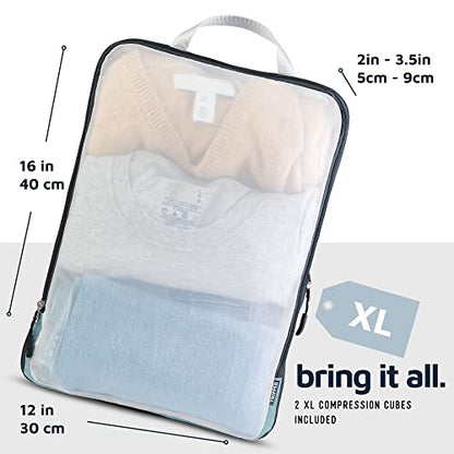 Large Packing Cube Set with See Through Mesh- Compression Packing Cubes Travel Organizers by TRIPPED Travel Gear (Dusty Teal) - color: Dusty Teal