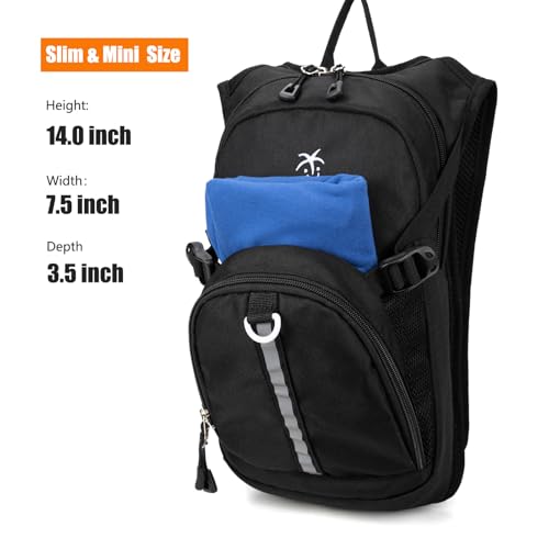 Kids Hydration Backpack, Water Hiking Backpack for Boys or Girls with 1.5L Reservoir Bladder - color: Black