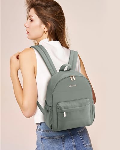 LOVEVOOK Small Backpack Purse for Women, Mini Puffer Lightweight Backpack, Casual Daily Daypack Purse for Women, back pack with Anti-theft Pocket for Travel - color: Gray-green