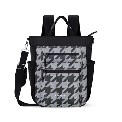Sherpani Soleil, Anti Theft Convertible Backpack, 3 in 1 Tote, Crossbody Purse, 18L Travel Bag, Fits 13” Laptop (Houndstooth) - color: Houndstooth