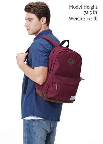 Backpack for Men Women,VASCHY Classic Water-resistant Lightweight Travel School Backpack Casual Daypack - color: Burgundy
