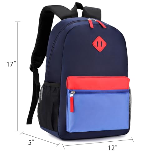Backpack Set for Girls Boy Kids Backpack with Lunch Box for Elementary Primary Kindergarten School Bag (Navy Blue Set, Large) - color: Navy Blue