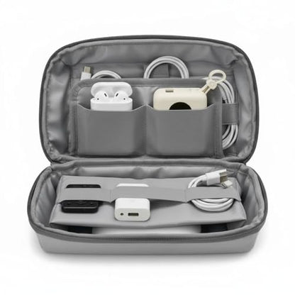 Electronics Organizer for Chargers, Cables, Power Bank, USB Drives & Tech Accessories – Travel Tech Pouch with 2 Reusable Cable Straps, Water-Resistant Travel Case for Backpack & Carry-On