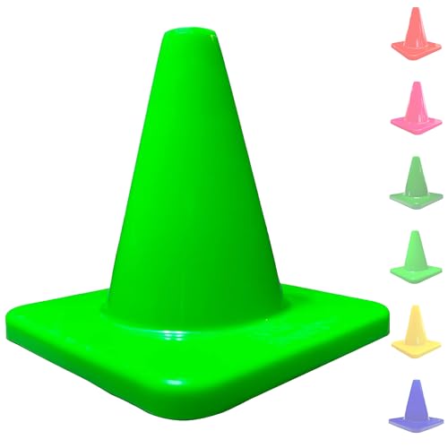 LVL10 Pro Training Cones - 6" Soccer Training Cones for Sports - for Basketball, Football, Basketball and Agility Drills - Soccer Field Markers that Won't Crack, Slide or Fly - color: Neon Green, style: 125 Pack