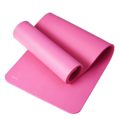 Amazon Basics Extra Thick Exercise Yoga Mat with Carrying Strap - color: Pink, style: 1/2 Inch