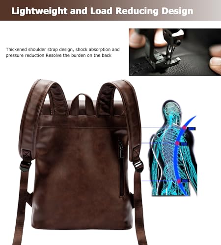 KingTo Anti Theft Laptop Backpack for Men Women, Lightweight Travel Bag | Lightweight business backpack, laptop storage and anti-theft travel styling support commute, campus and daily trips - color: Coffee