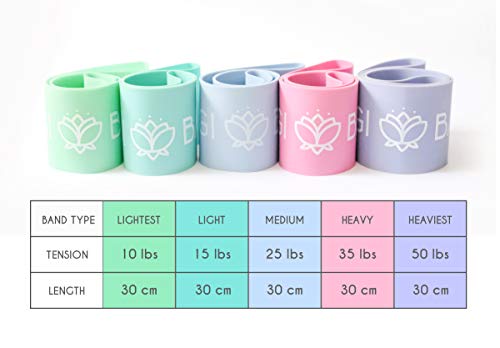 XNM Creations Yogi Bands - Loop Resistance Bands for Working Out, Fitness and Yoga Exercise – Set of 5 Pastel Exercise Bands