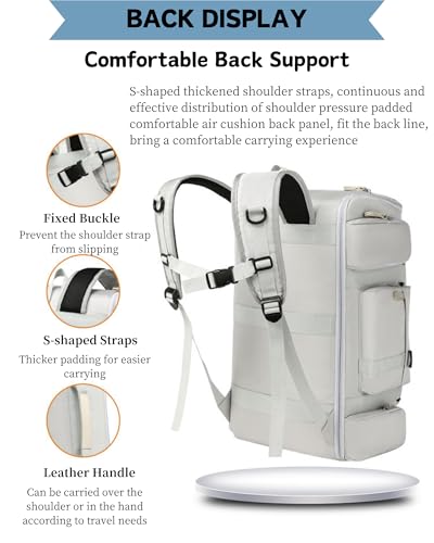 Snowboard Skateboard Duffle Bag Backpack for Men Women, 50L Waterproof Sports Gym Bag Carry On Backpack Weekender Overnight for Travel Hiking Camping Fitness Deep Grey - color: Z01-Dark Grey