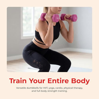 Sunny Health & Fitness Neoprene Coated Hex Shaped Dumbbell Non-Slip Fitness Weights for Home Gym Exercise, Full Body Workout Strength Building, Weight Loss, Sold in Pairs - Sizes - 2LB, 5LB, 8LB, 10LB - style: 5 Pounds