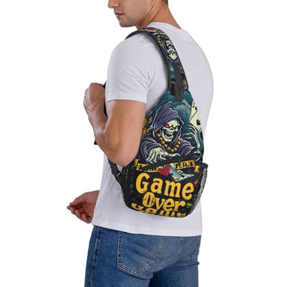 Skull Outdoor Crossbody Shoulder Bag For Unisex Young Adult Hiking Bicycling - color: 28