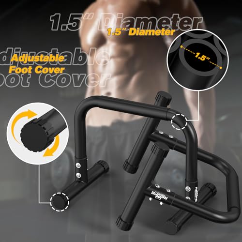 RELIFE REBUILD YOUR LIFE Dip Station Functional Heavy Duty Dip Stands Fitness Workout Dip bar Station Stabilizer Parallette Push Up Stand - color: Black-03