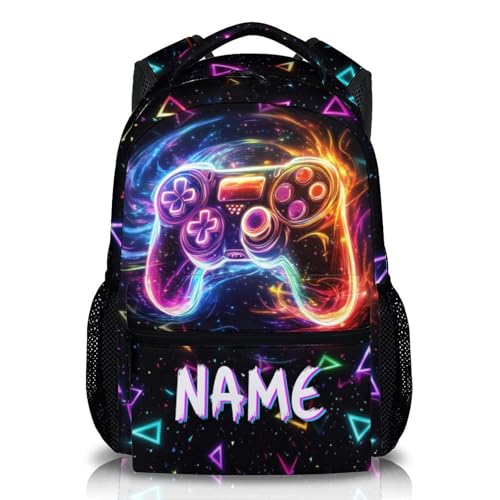 Boys Bookbag, Personalized Gamer Backpack, Custom Cool Colorful Kids Backpacks, Preschool Elementary Kindergarten Schoolbag for Girls 6-8, 17 Inch Bookbags for School Travel Camping - color: Color-5