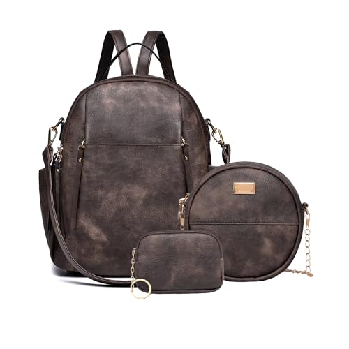 Small Backpack for Women Designer Leather Mini Backpack Purse Ladies Fashion Roomy Shoulder Handbag (Coffe-3) - color: Coffe-3