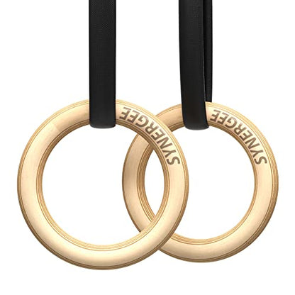 Synergee Wood Olympic Gymnastics Rings with Numbered Straps