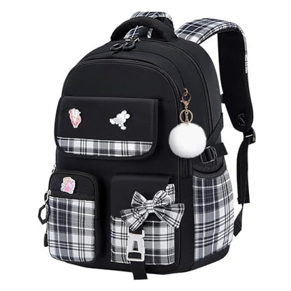 Girls Backpack Kids Backpack for Girls School Kawaii Bookbag Book Bag for Elementary Primary School - color: Black-gz