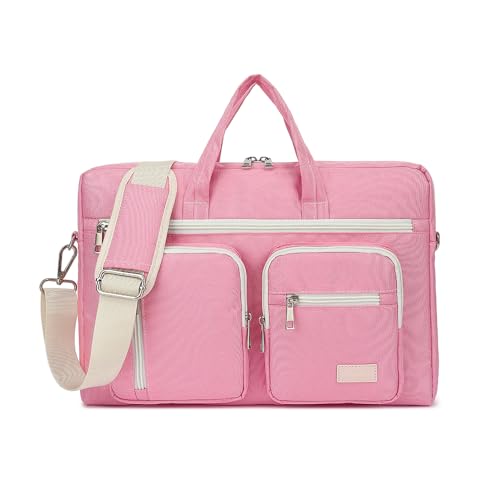 15-15.6 inch Laptop Shoulder Bag, for MacBook Pro 16, Hp Lenovo Dell 14 inch Waterproof Messenger Bag Case Sleeve (pink) - color: Pink