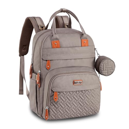 BabbleRoo Diaper Bag Backpack - Baby Essentials Travel Tote - Multi Function Water Resistant Diaper Bag, Travel Essentials Baby Bag with Changing Pad, Stroller Straps & Pacifier Case - Unisex, Khaki - color: Khaki, size: Large