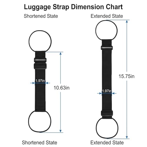 2-Pack Elastic Luggage Straps, Adjustable Bungee Belt for Suitcases, Connect Two Bags for Travel Airport Carry-On
