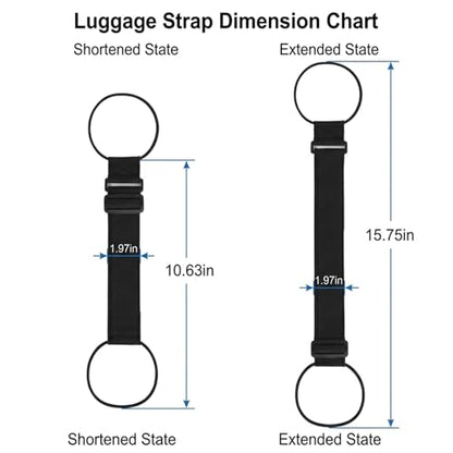2-Pack Elastic Luggage Straps, Adjustable Bungee Belt for Suitcases, Connect Two Bags for Travel Airport Carry-On