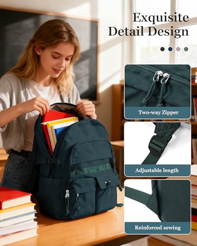 weradar Cute Bookbag For Teen Girs Boys,Middle Students Travel Backpack,Casual Daypackas Backpack For Women Men,Aesthetic School Backpacks With Lots of Pockets(Green) - color: A4-green